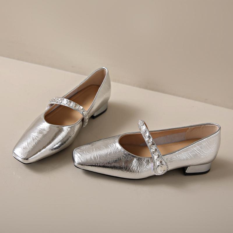 

Тупой носок Толстый каблук Жемчужная отделка Модная женская обувь Глубокий вырез Сексуальная Элегантная Повседневная Женская Вечеринка Удобные Низкие Каблуки 39 серебряный