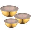 Modern Stainless Steel Mixing Bowl Set Space Saving Stackable Transparent Cover Food Storage Container