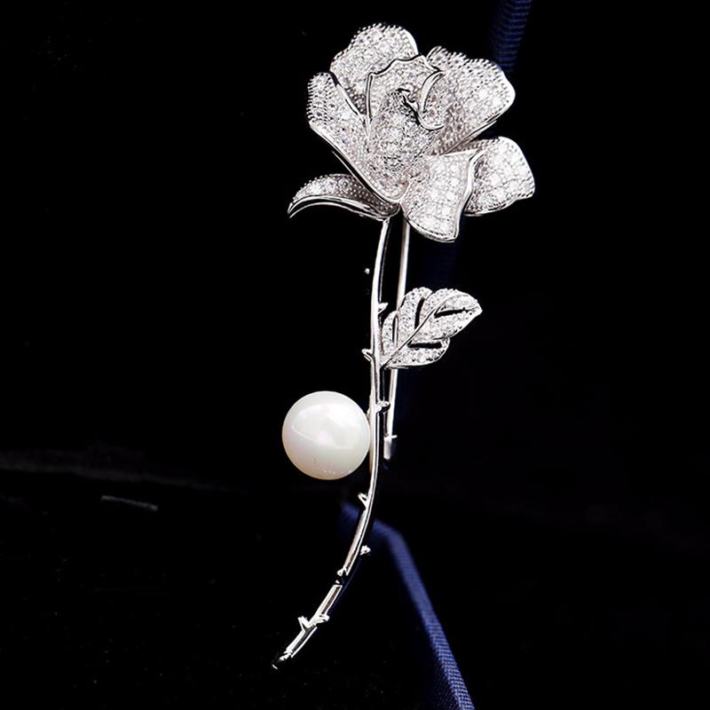 

SUYU Женская роскошная брошь Медь Инкрустированная кубическим цирконием Камелия Брошь для женской одежды Мужские и женские наборные булавки
