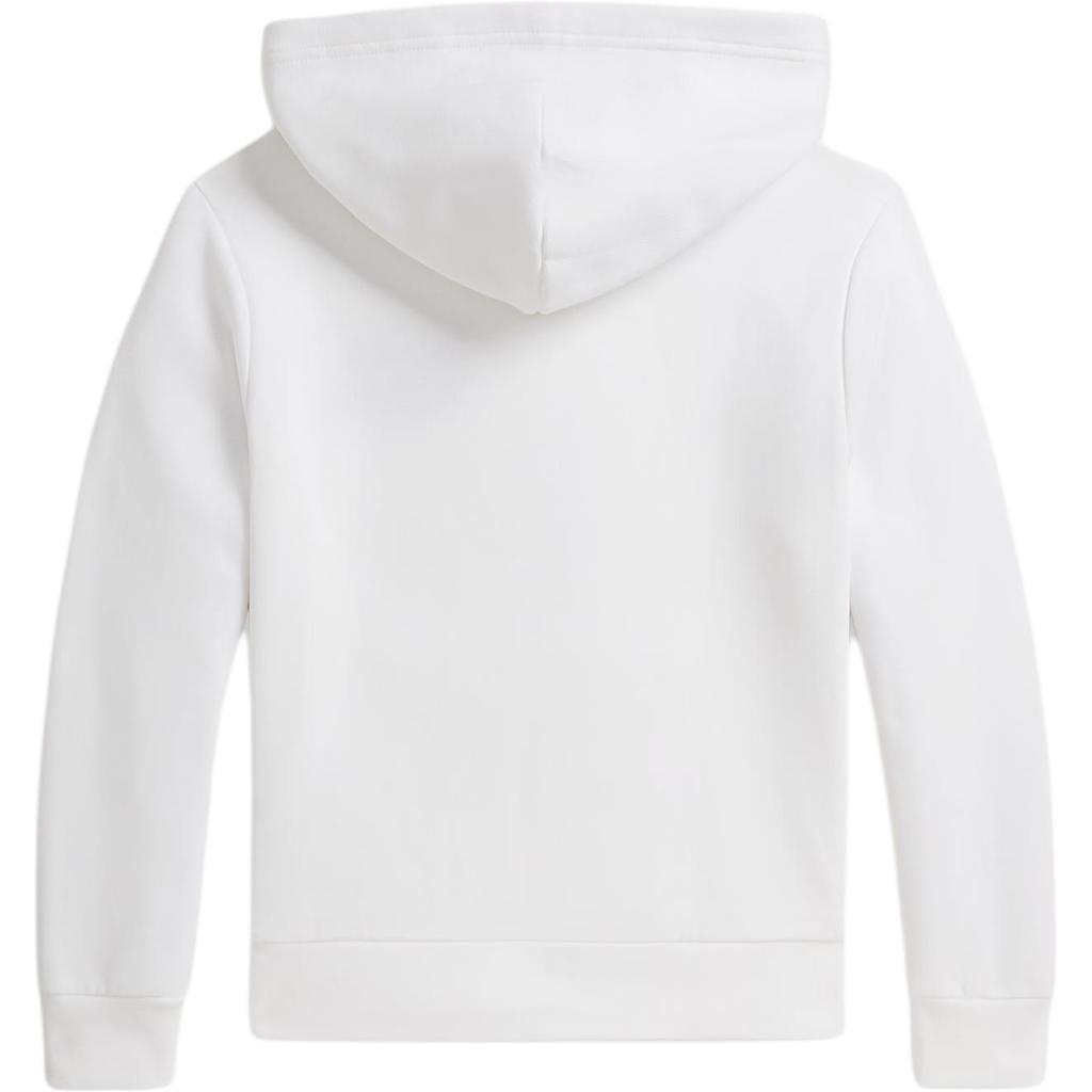 Polo Ralph Lauren Hoodie Triple Pony Embroidery Cotton Blend Fleece Solid Color Long Sleeve Pullover Kids hoodies White 323A95741-002