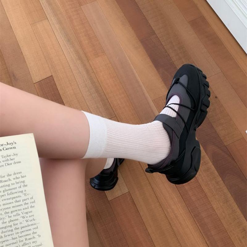 IPPEUM Ballerina Sneaker Shoes For Women Round Toe Black Mary Janes