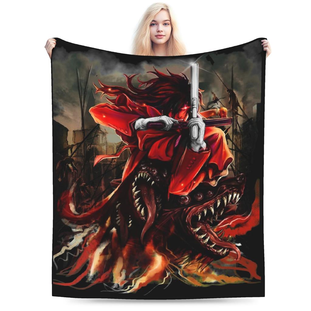 Anime Hellsing Blankets Fleece Print Breathable Ultra-Soft Throw Blanket for Home Travel Bedspread