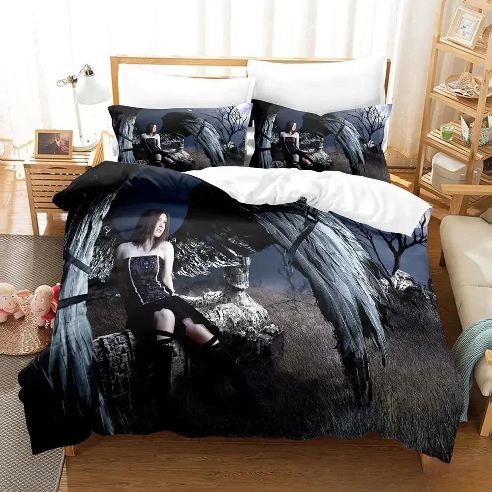 

Cozy Comfortable Guardian angel Cartoon Anime three piece Adult Kid Bedroom Sets 3D Fantasy All season bed Quilt Comforter (quilt)-EU Single(135*200cm)3pcs