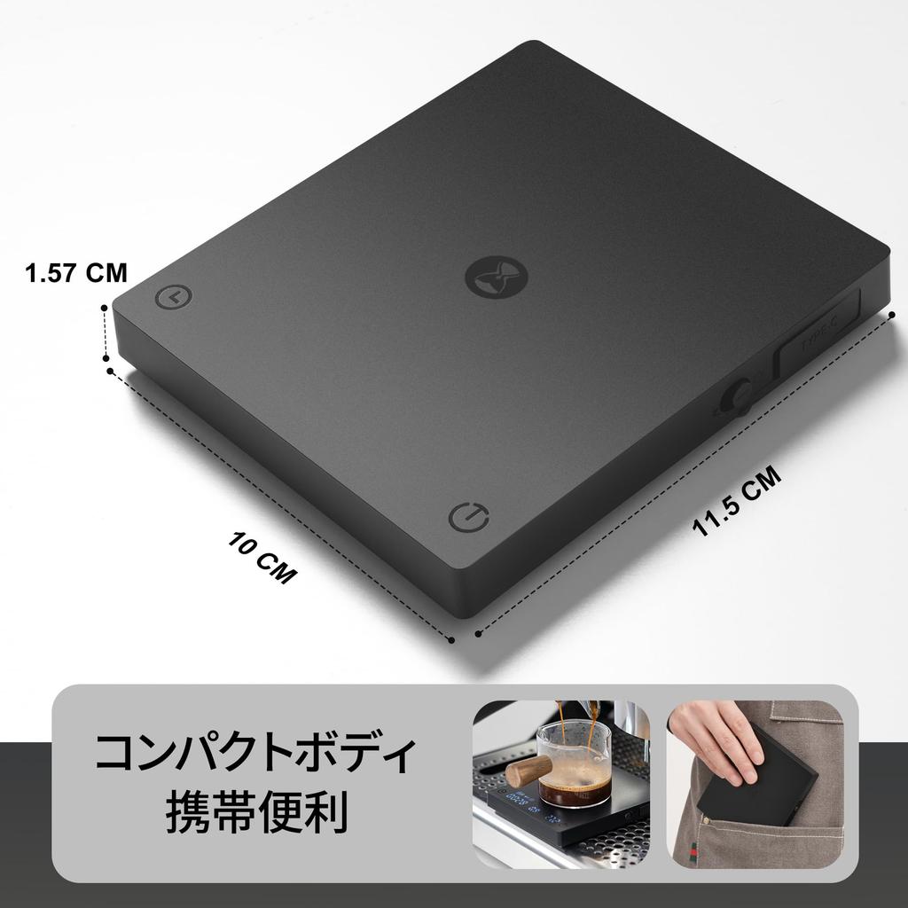TIMEMORE Basic Mini Coffee Drip with Auto Suitable for Japanese Instruction Manual Black Scale, 0.1g Accuracy, Scale, Compact, Rechargeable, Mode,