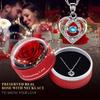 Ewige Blume Rose Schmuck Geschenkbox Mit Herz Halskette Acrylboxen Ringaufbewahrung Displayständer Für Valentinstag Ehe