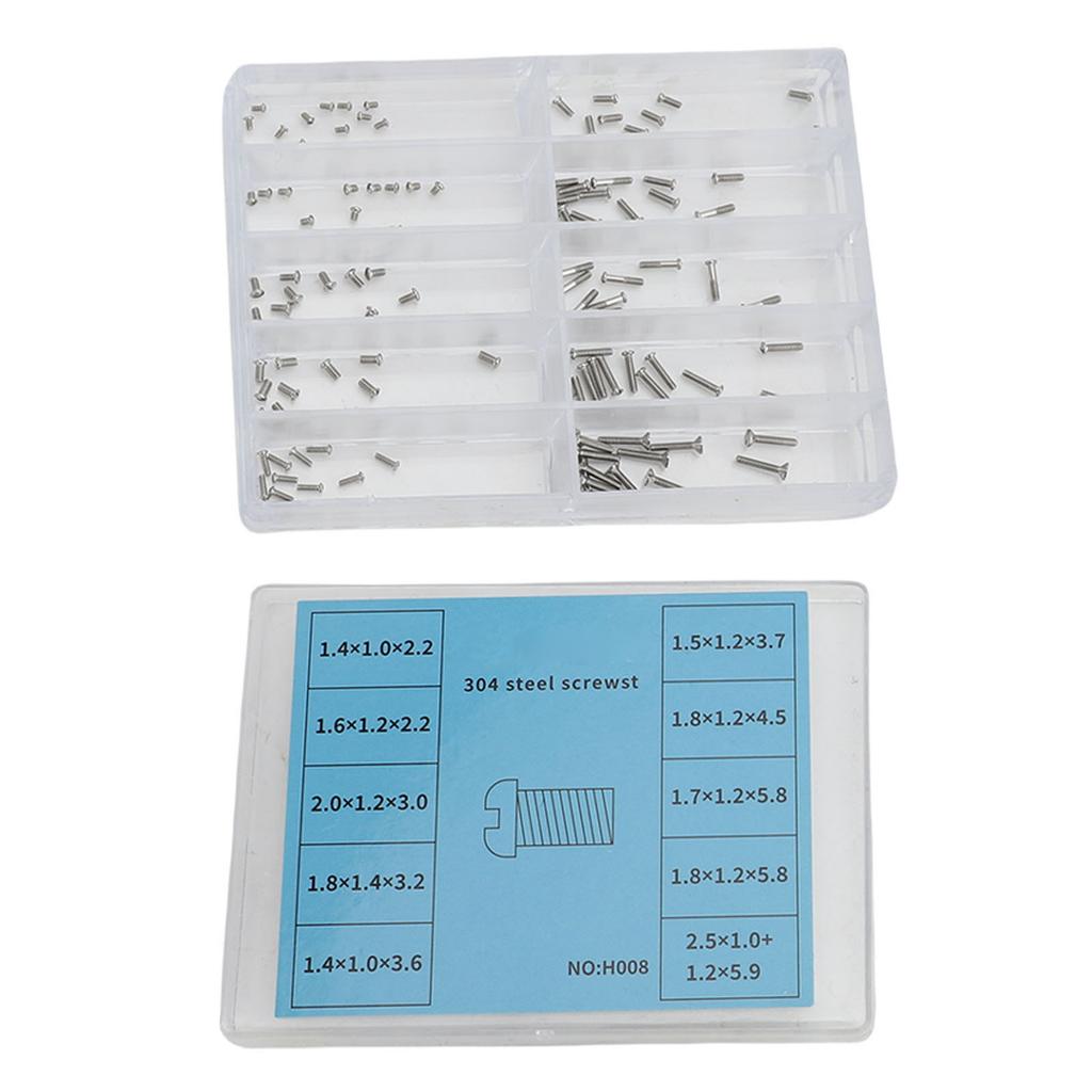 Mini Screw Kit Tiny Self Tapping H Shaped Electronic Screws Assortment Kit for Sunglasses Watch Repair Stainless Steel