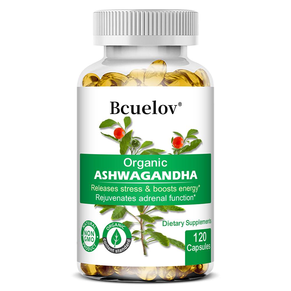 Organic Ashwagandha Supplement - Stress Relief Formula - 120 Capsules 120PCS