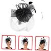 Decorative Hat with Floral Accent and Mesh for Women, Black Cocktail Tea Party Headpiece Hair Clip, Wedding Special Occasion Accessory