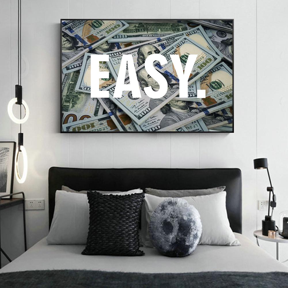 Money Photo Easy Sign Canvas Print Poster Modern Wall Art Trade Motivational Picture for Office Living Room Home Decor Cuadros