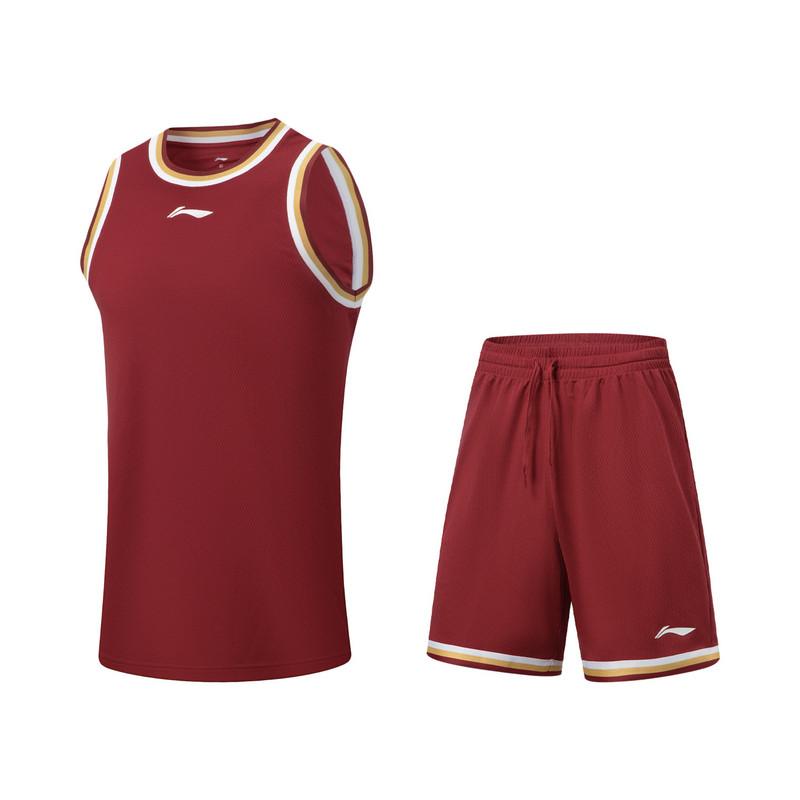 Li Ning Basketball Series Soft Skin Training Jersey Men tops Zhejiang-Red AATW005-8