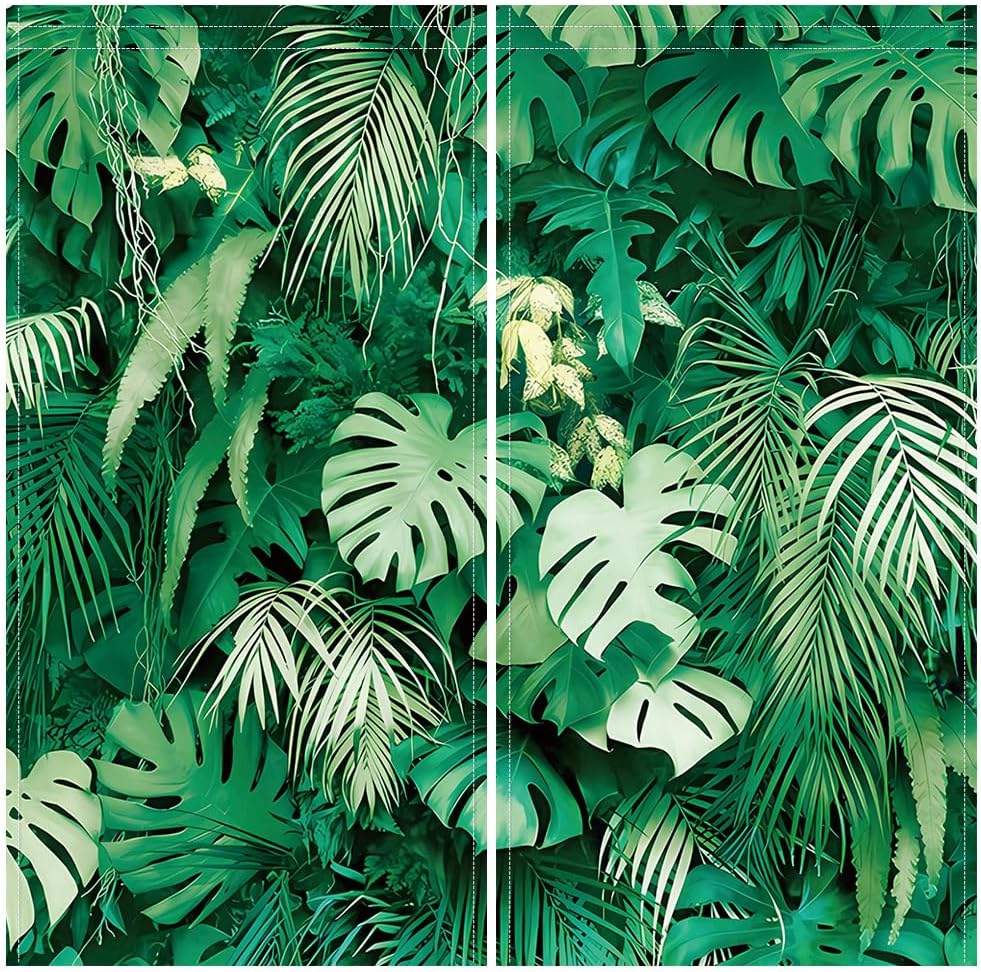 Tropical Palm Leaves Summer Window Curtain Plant Jungle Garden Nature Eco Theme Plant Living Room Balcony Bedroom Decoration