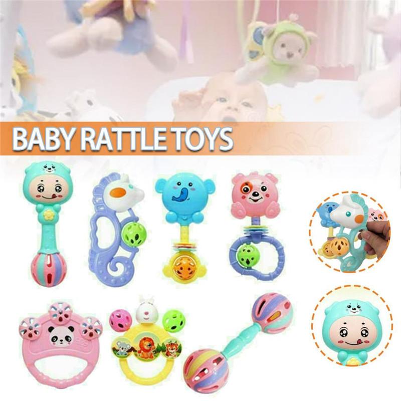 7Pcs/Set Baby Rattle Toys Set Early Development Learning Music Toys Gifts