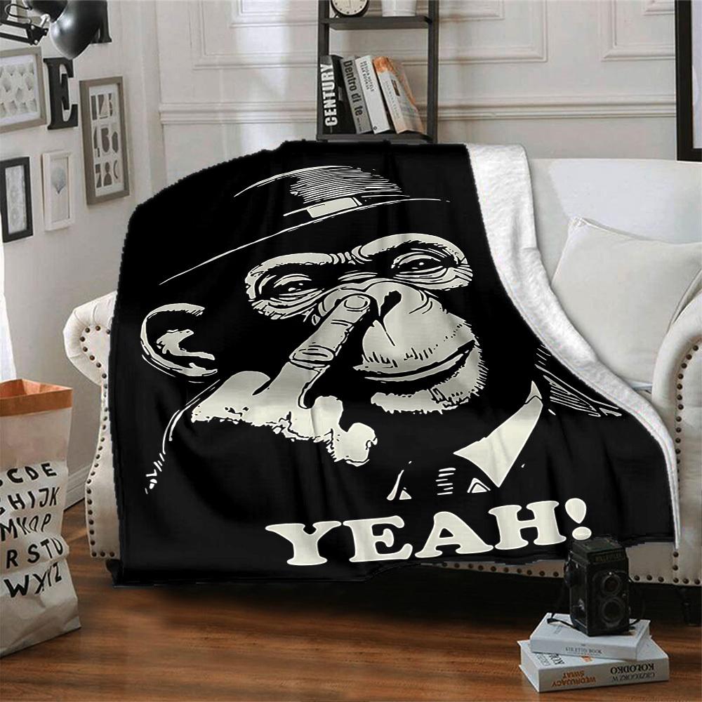 1pc Monkey Yeah! Throw Blanket Soft Flannel, Cozy All Season Polyester Perfect for Home, Office