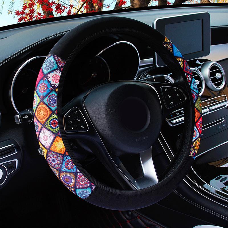 37-38cm Car Steering Wheel Covers Elastic Maple Leaf Pattern Anti-slip Universal Auto Interior Accessories Car Styling