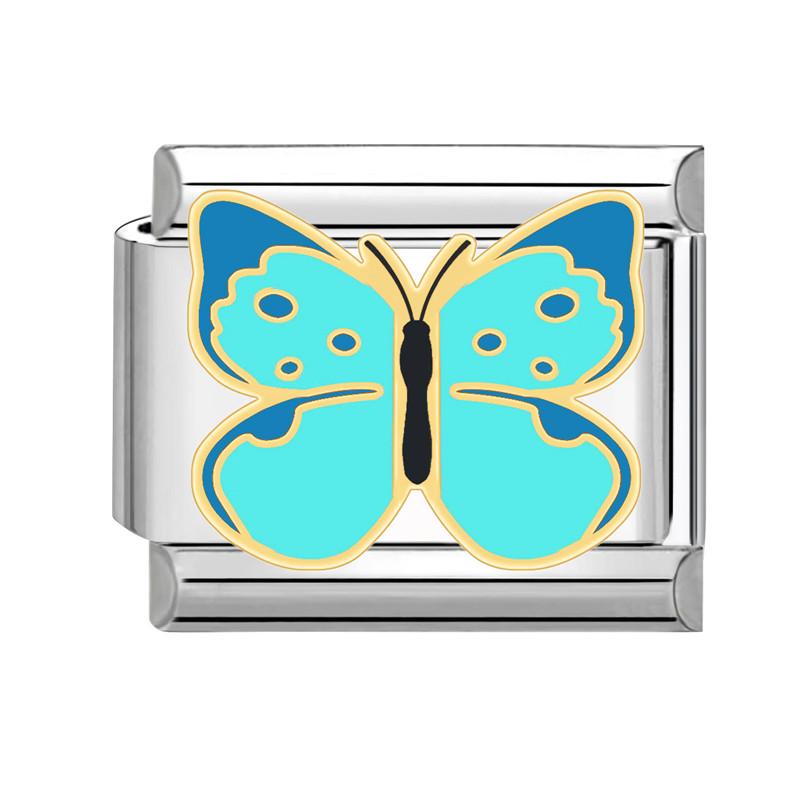 Butterfly Heart Devil Eyes Flower Square Beads Fit Italian Charm Links 9mm Stainless Steel Bracelet Jewelry DIY Making Wholesale