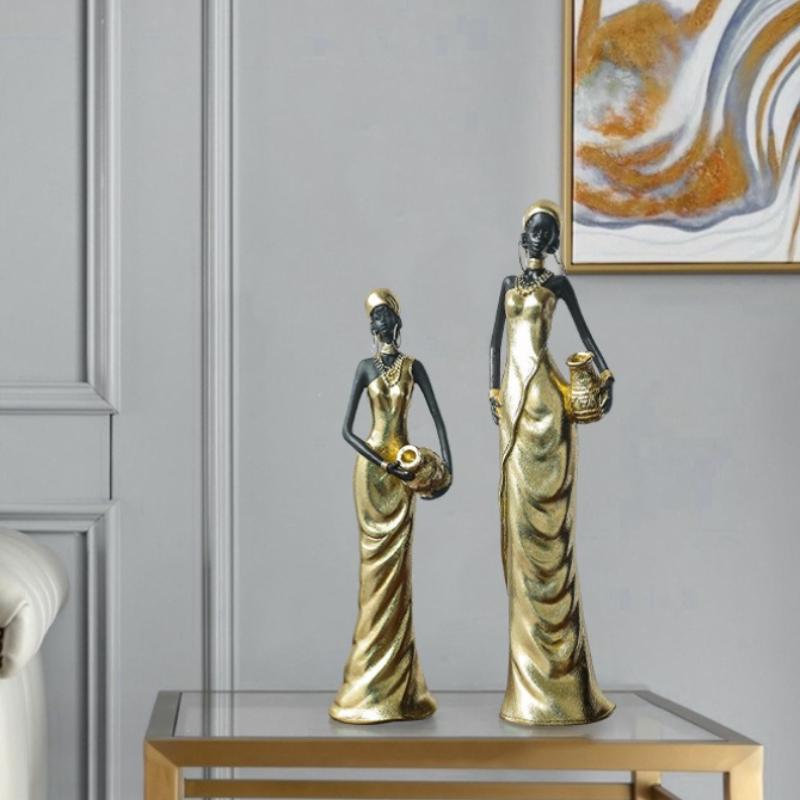 Hot Selling Retro African Figures Black Women's Ornaments Home Decor Fashionable and Classic Living Room Resin Crafts