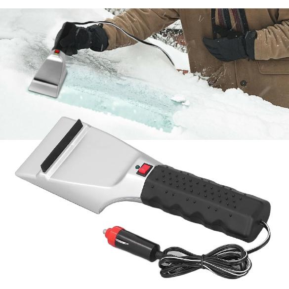 Auto Heated Ice Scraper Snow Shovel Plastic Metal 12V 18W 60°C 110.24in 3 Min Fast Heat Electric Windshield for Cars Trucks SUV