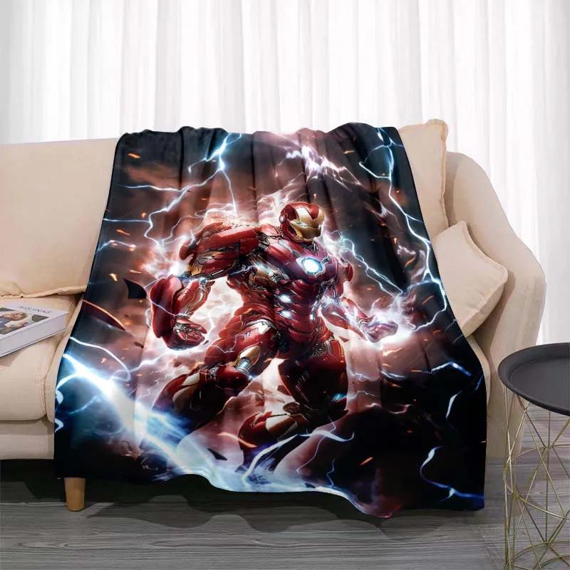 Manta Cálida de Dibujos Animados de Iron Man para Habitación, Suave y Cómoda, Portátil para Viajes y Picnic, Regalo para Familiares o Amigos