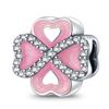 New Sterling Silver Rose Girl Boy Pink Sparkle Spacer Clip bead For Original  Bracelet Charm Jewelry For Women