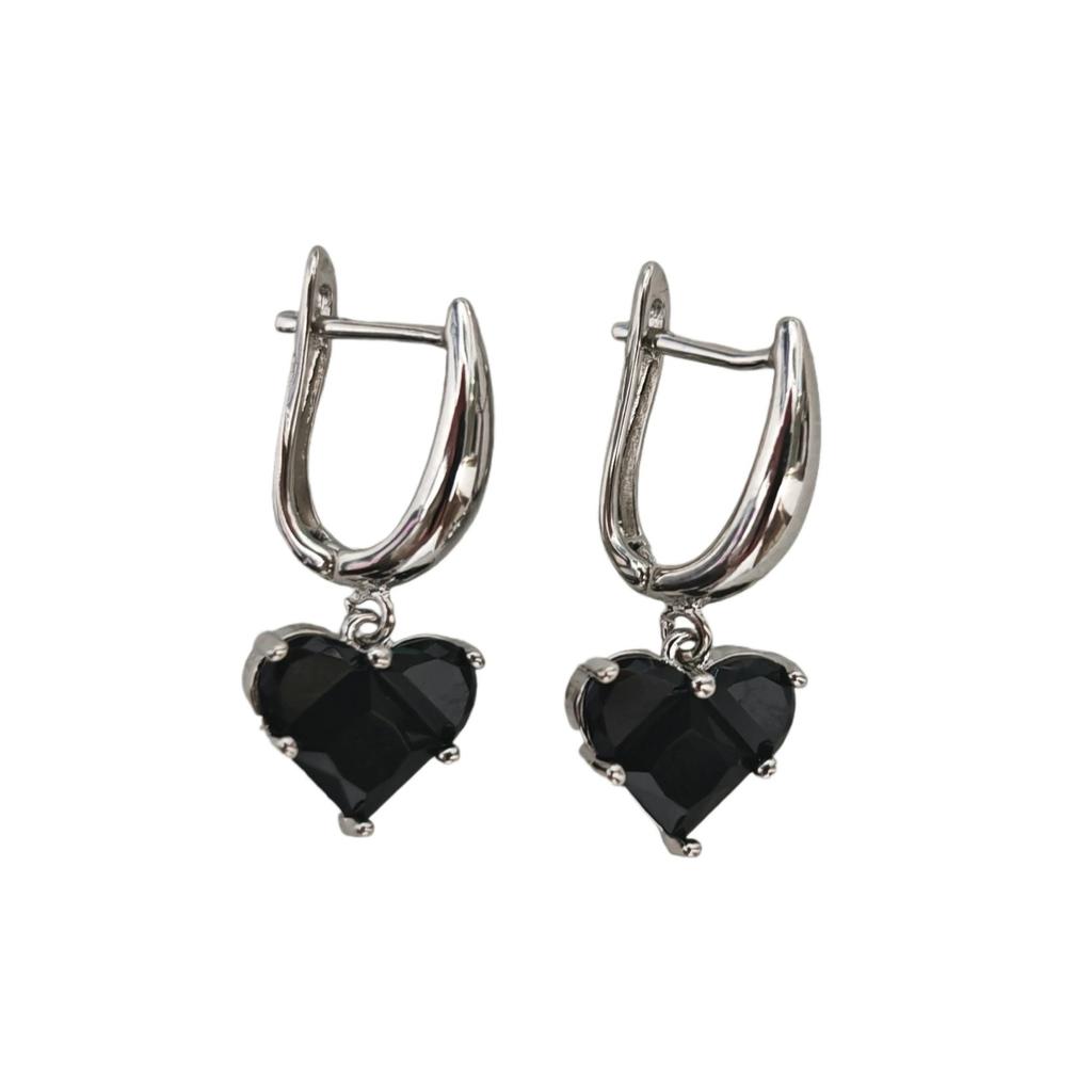 Sweet Pink Love Heart Zircon Pendant Earrings for Women Fashion Y2K Simple Geometric Ear Buckle Party Jewelry Accessories Gifts