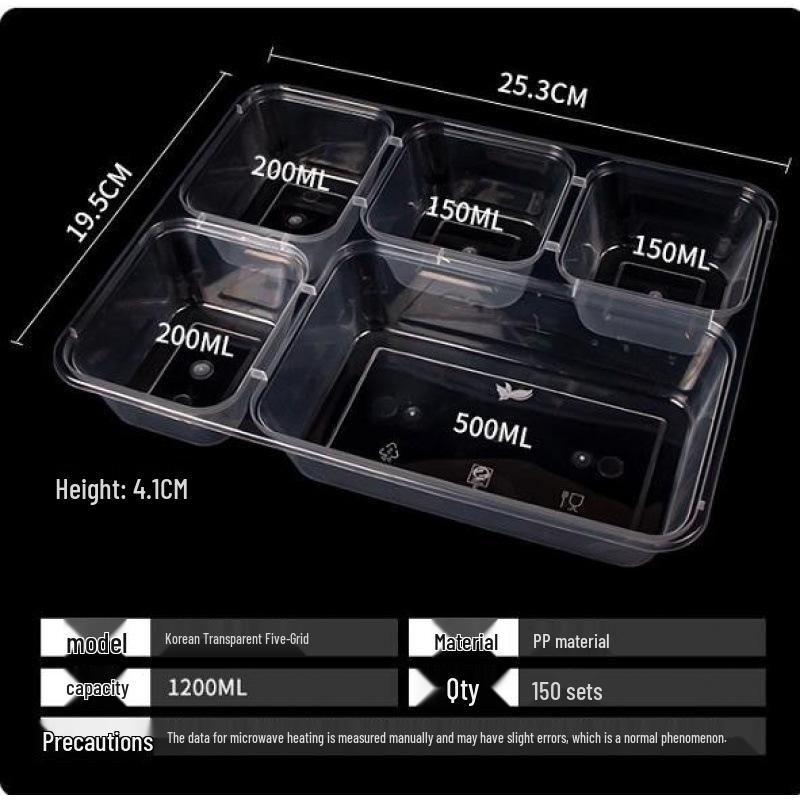 Custom Multi-Compartment Disposable Food Containers - 4, 5, or More Compartments - Takeaway Bento Fast Food Boxes, Rectangular Lunch Boxes