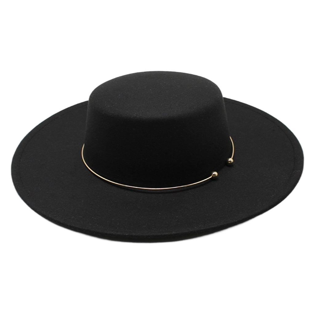 Damska Męska Kapelusz Fedora Elegancki Vintage Filcowy Kapelusz Metalowy Dekor Klasyczny Płaski Top Kapelusz Jazzowy Spersonalizowany Szerokie Rondo Cylinder