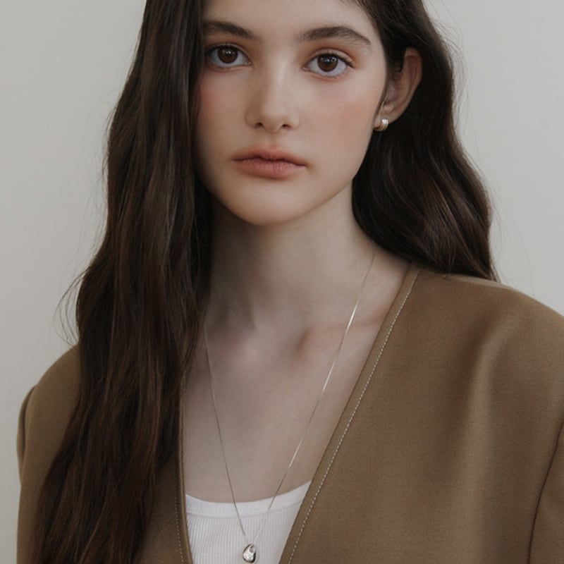 TATIANA (925 Silver) Glim Pebble Long Necklace NZ2430