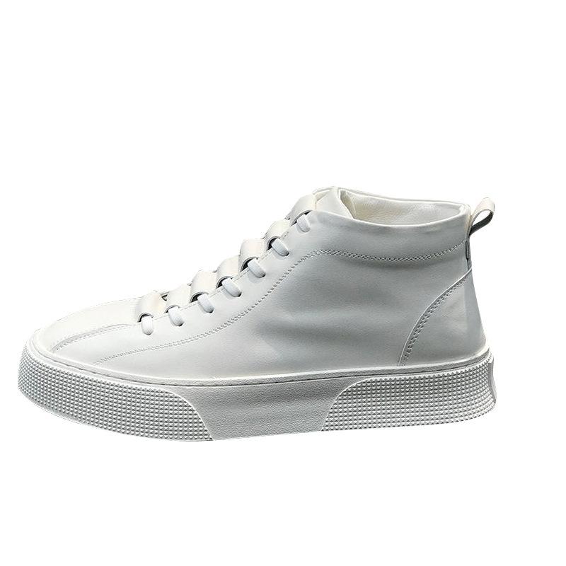 Men's shoes new leather high-top one-pedal casual shoes men's thick soles light and versatile Korean version of casual little white leather shoes
