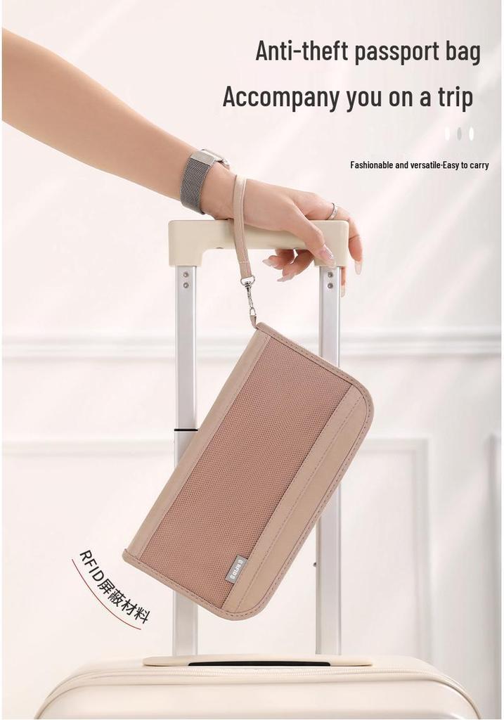 Stylish Lightweight Travel Passport and Document Organizer with Anti-theft Card Holder