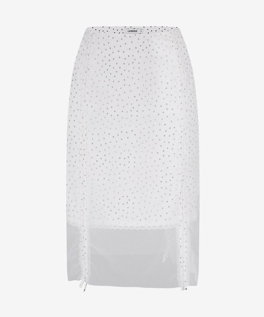 Limekeu Dot Chiffon Shirred String Midi Skirt White