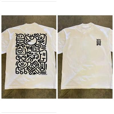 2026 Summer Men's Creative Graffiti Print T-shirt Cotton Casual Stylish Streetwear Men's and Women's Suitable for Any Occasion Unisex,gift,Top
