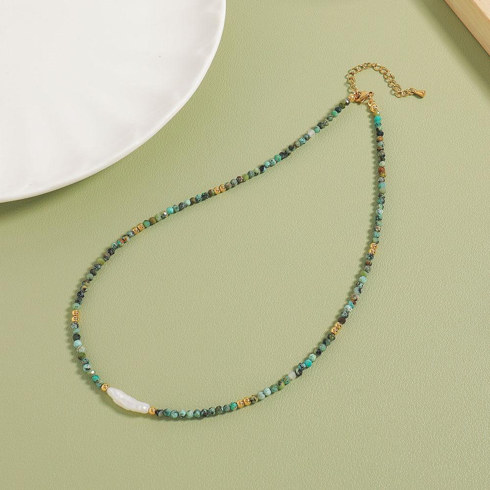 GEMCHIC Damen Bohemian Türkis Perlenkette mit Süßwasserperlen Choker