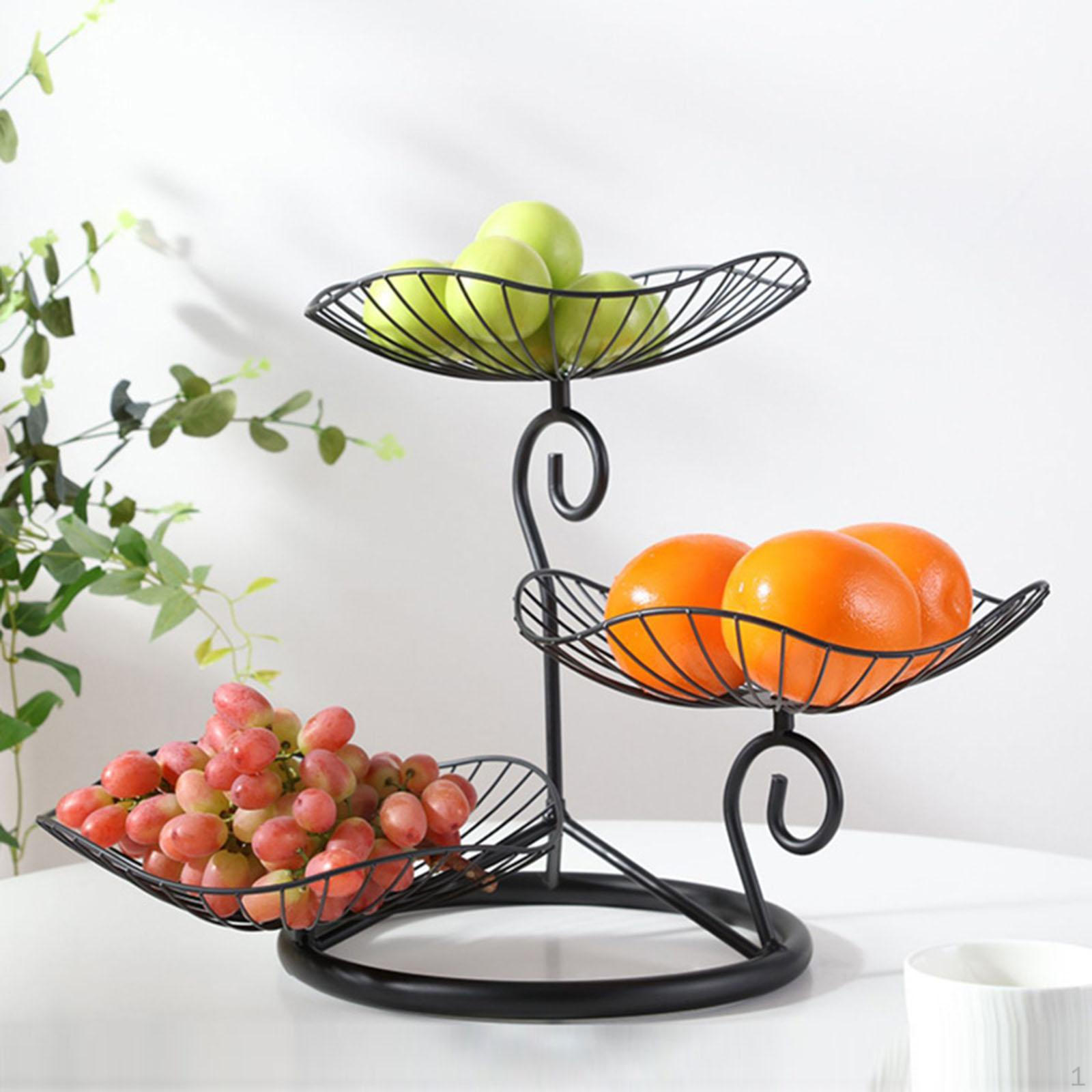 

Fruit Basket Bowl Container Bread Storagre Iron Fruits Rack for Onion Cupcake Lemon чорний