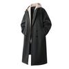 Autumn Winter Fake Two-Piece Hooded Woolen Coats Trend Solid Double Breasted Trench Coats Male Fashion Hooded Windbreaker Jacket