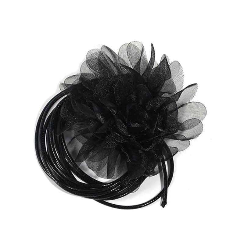 Flower Choker Necklace Elegant Hand-making Floral Collar Necklace Party Jewelry Cloth Material Gift for Women and Girls