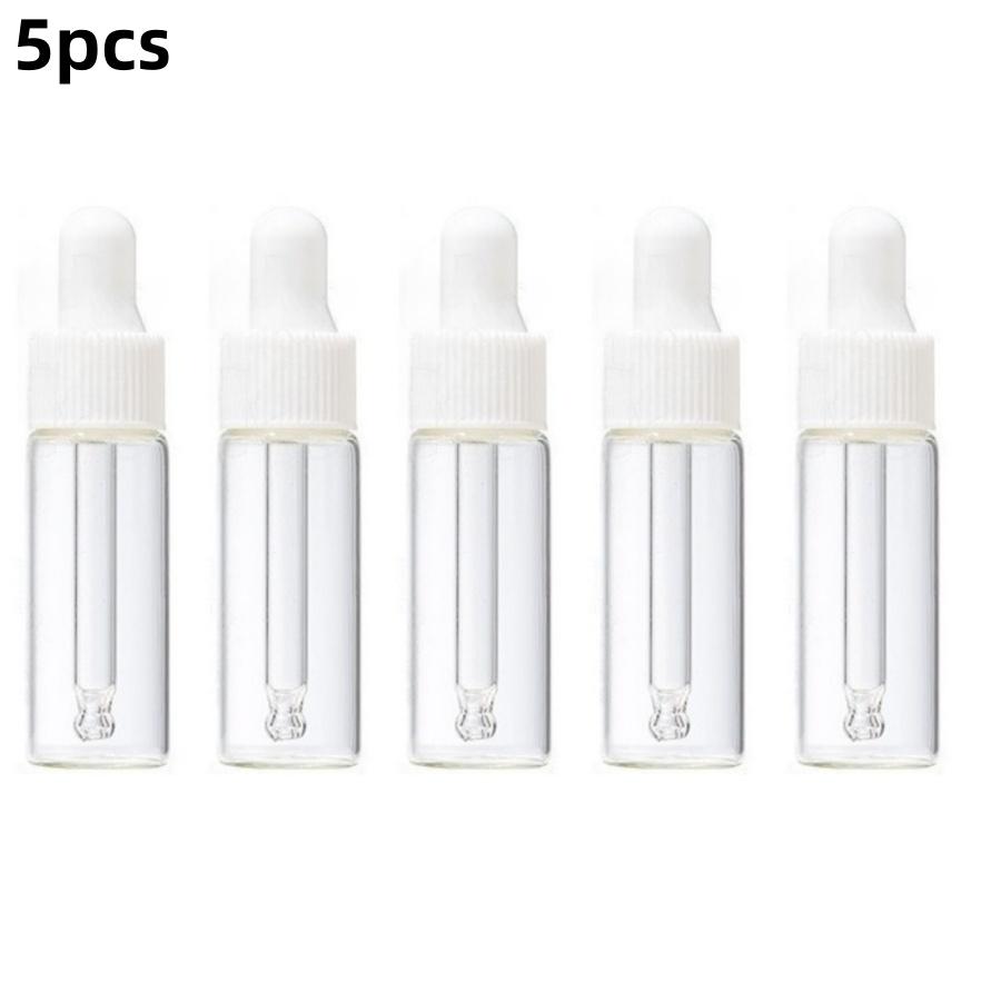 2/5 Stück 5 ml Transparent Kleine Tropfflasche Ätherisches Öl Haaröl Parfüm Abfüllflasche Kosmetikprobe Probepackung Reise Tragbar