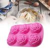 Molde para Pastel 3D Reutilizable de 6 Cavidades Antiadherente Forma de Flor Rosa Molde de Fondant para Cocina