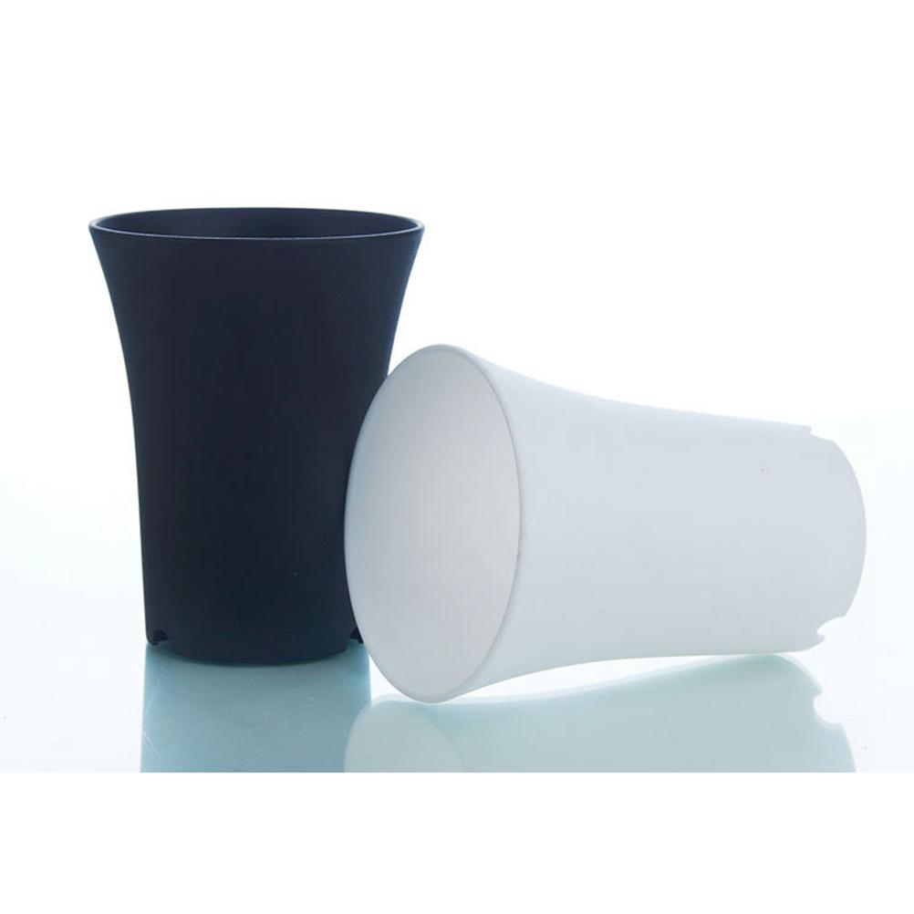 6pcs Plastic Flower Pot Round Succulents Pots Lightweight Durable Resin For Home Office Balcony Garden Decoration White Black