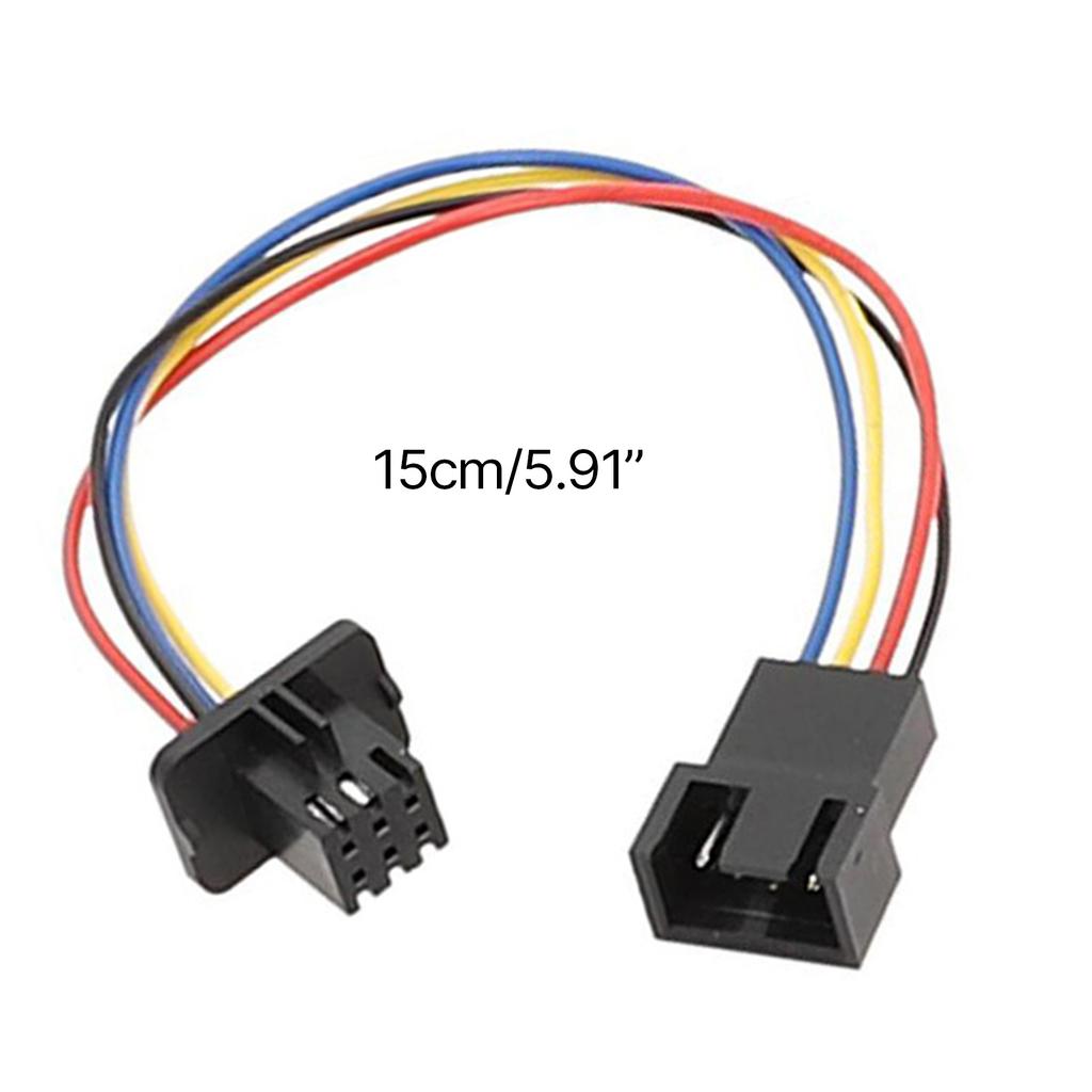 PWM Fan Extension Cable 4Pin Male To 6pin Female Connectors Converter for PC Cooling & Case Fans 15cm Length 24AWG Wire