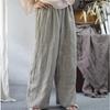 Johnature Fashion Linen Long Sleeves Vintage Solid Color Pants Autumn Woman Casual Retro Vintage Pants