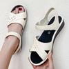 Large size women's sandals 2025 summer new rubber and plastic Velcro flat sole middle-aged and elderly soft sole mother-in-law sandals mother shoes