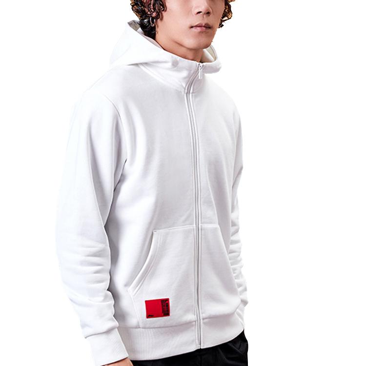 Li Ning Logo Fleece Lined Warm Hooded Zip Jacket Unisex Jacket Off-White AWDPD23-1