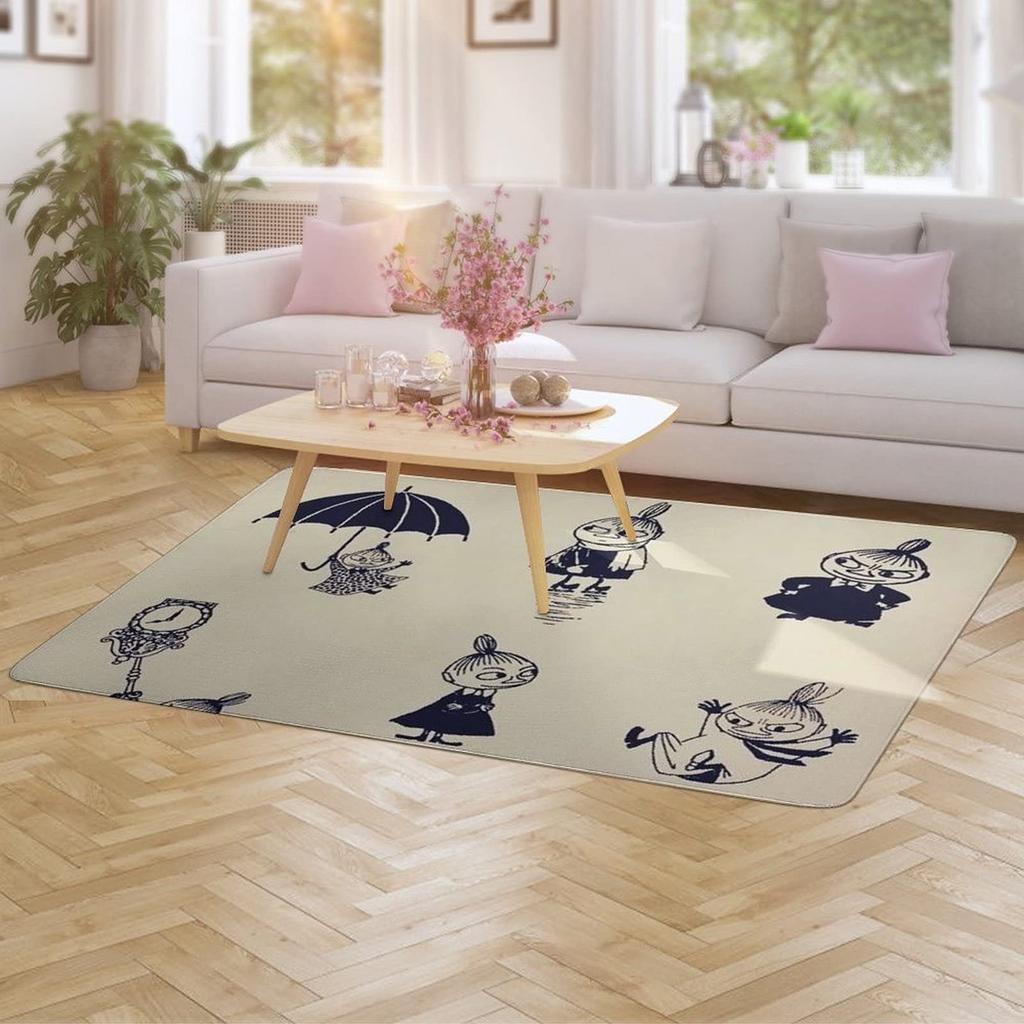 Moomin Washable Dust Mite Odor Stylish Flannel Washable All Nordic 150x100cm Rug, Rug, Non-Slip, Resistant, Antibacterial, Resistant, Fluffy, Rug,