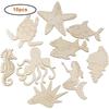 10pcs/lot 9-9.5cm Ocean Animal Unfinished Wood DIY Crafts,Sea Animal Wood Slices Whale Dolphin Seahorse Fish Wooden Painting