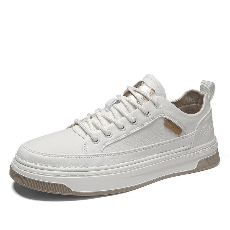 Autumn men's shoes 2024 new sports flat shoes leather surface trend versatile waterproof casual leather shoes youth trendy shoes