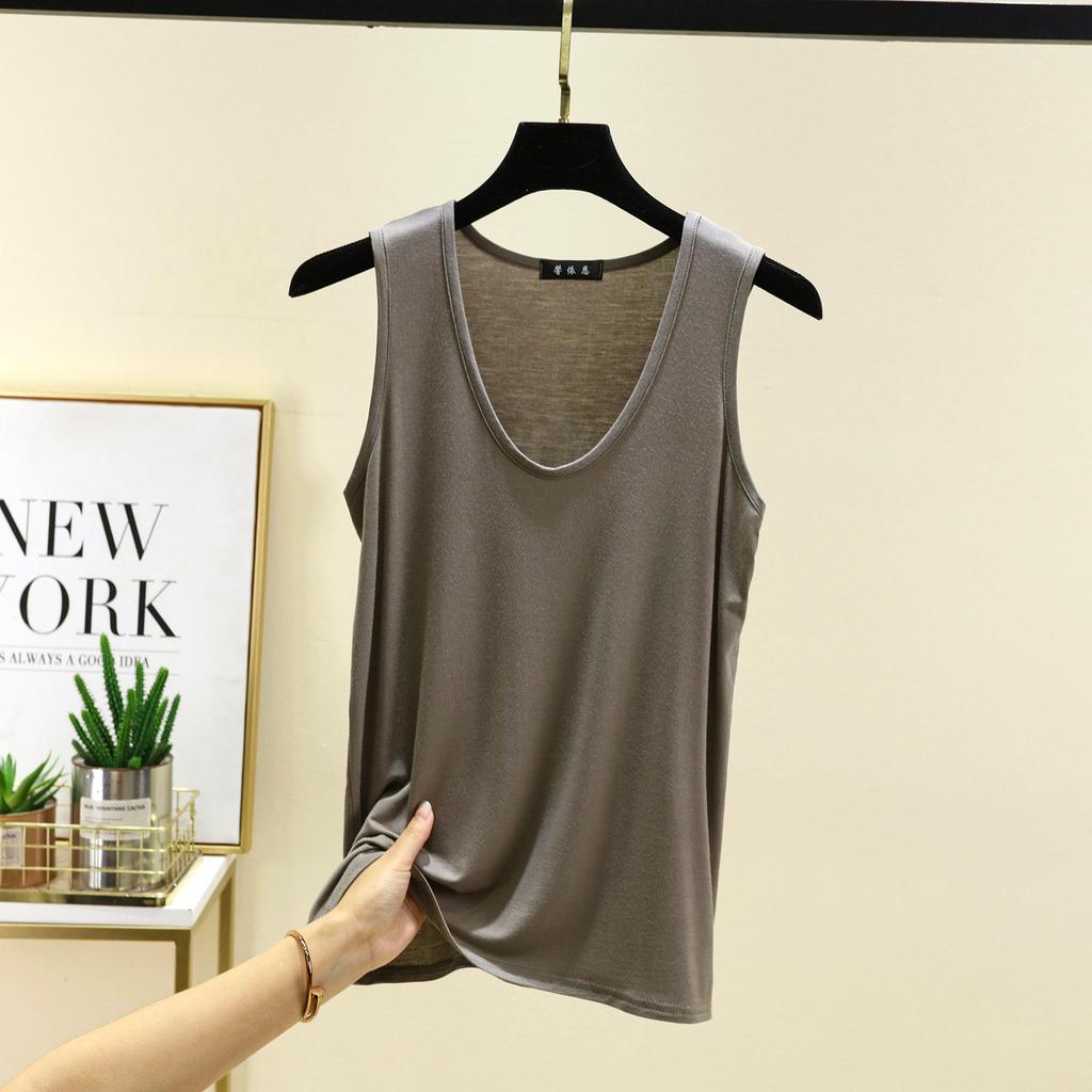 6XL Oval Collar Stretch Loose Vest Summer Modal Fashion All-match Large Size Bottoming Shirt Hem Arc Women's Top