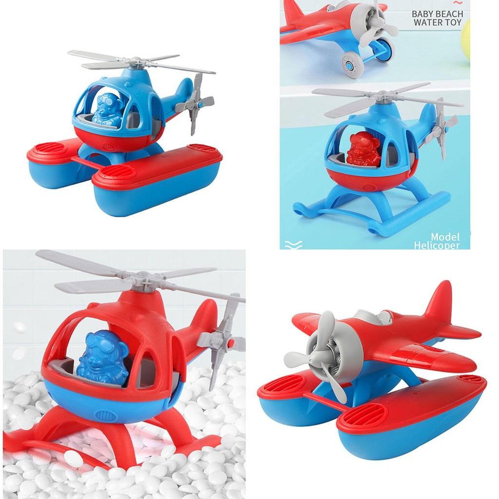 Plastic Spiral Propeller Airplane Model Toy Cartoon Beach Aircraft Wwii Fighter Plane Helicopter Red/blue