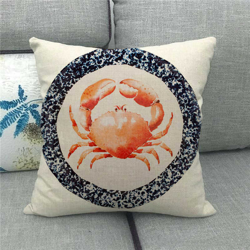 Beautiful watercolor crab marine animal Digital printing short plush pillow covers for car sofa office cushion cover home goods
