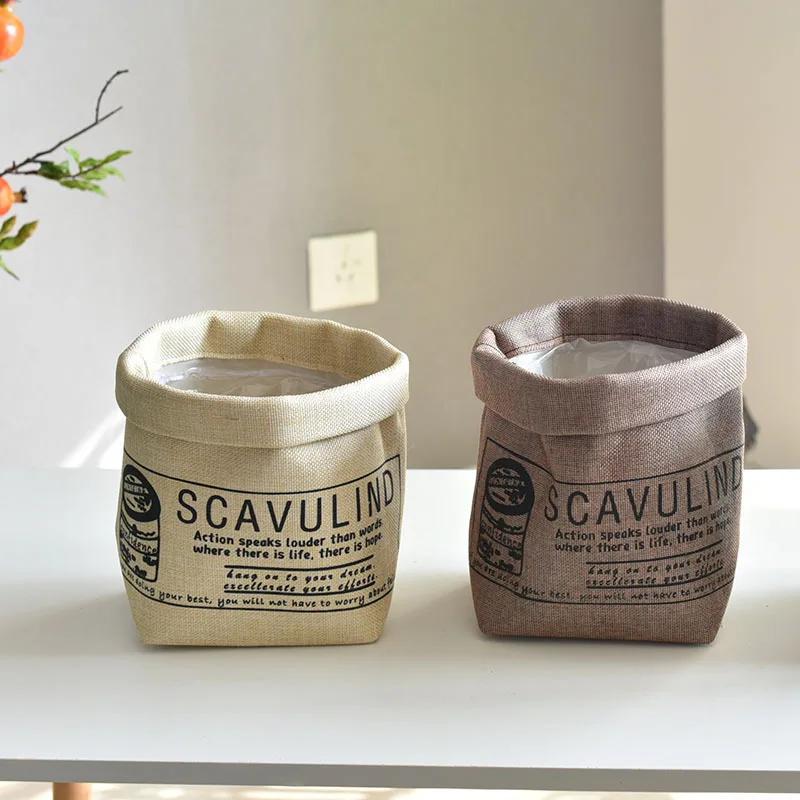 Nordic Cotton and Linen Art Storage Small Box Sundries Sundries Snacks Finishing Boxes Cloth Flower Pots Home Garden Supplies