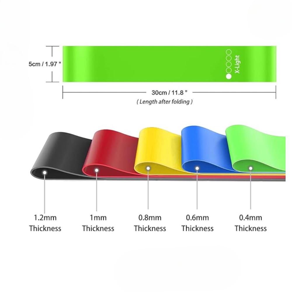 Exercise Bands, Set of 5 Resistance Bands for Exercise, Workout Elastic Bands Fitness Bands for Men and Women Strength Training